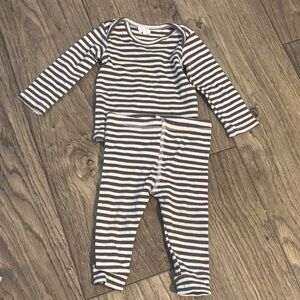 Quincy Mae Black and White Striped Kids Matching Set